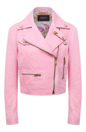 Кожаная куртка Versace. Цвет: розовый