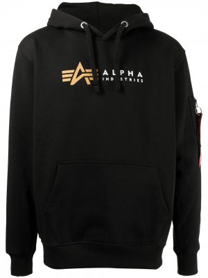 Худи с логотипом Alpha Industries. Цвет: черный