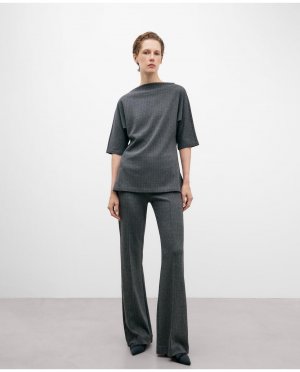Женские прямые брюки с пришивной полоской спереди серого цвета , серый Adolfo Dominguez. Цвет: серый
