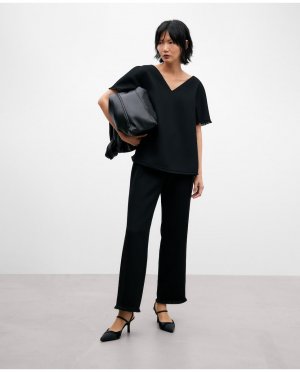 Женские прямые брюки с черной бахромой , черный Adolfo Dominguez. Цвет: черный