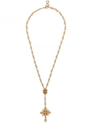 Цепочка на шею с кулоном в форме креста Dolce & Gabbana. Цвет: золотистый