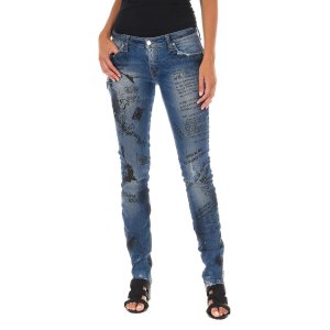 Длинные джинсовые брюки с эффектом потертости F014445-D663 женщина MET