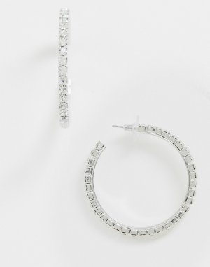 Серьги-кольца с кристаллами Swarovski , 4,5 см-Очистить Krystal London