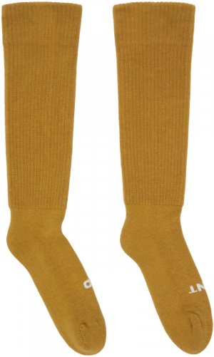 Желтые носки с надписью So Cunt , цвет Mustard/Milk/Milk Rick Owens Drkshdw