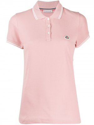 Рубашка-поло с нашивкой-логотипом Moncler. Цвет: розовый