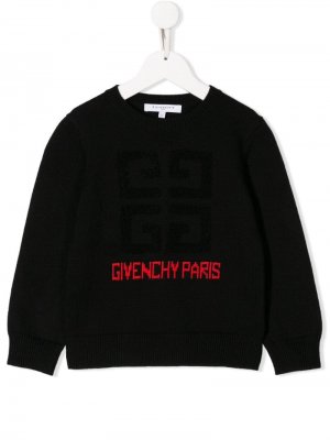 Трикотажный джемпер с логотипом Givenchy Kids. Цвет: черный