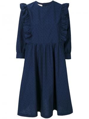 Платье Maiko с оборками Maison Kitsuné. Цвет: синий