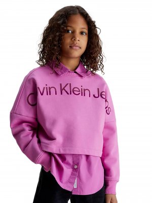 Укороченный квадратный свитшот, розовый Calvin Klein