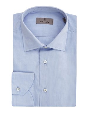 Базовая рубашка из хлопка с длинными рукавами CANALI. Цвет: голубой