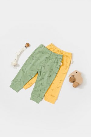 Детские пинетки из двух предметов с принтом слонов, спортивные штаны, брюки BabyCosy Organic Wear