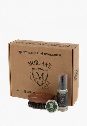 Набор для ухода за бородой Morgans эликсир 30 мл + щетка бороды и усов помада укладки 15 г. Цвет: коричневый