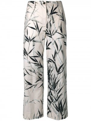Укороченные брюки с лиственным принтом Blumarine. Цвет: нейтральные цвета