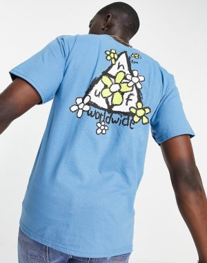 Голубая футболка с тремя треугольниками и принтом маргариток -Голубой HUF