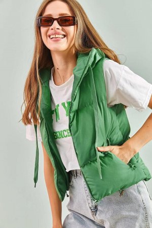 Женский жилет без рукавов с капюшоном SHADE, зеленый Shade