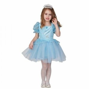 Карнавальный костюм Принцесса-малышка голубая, платье, диадема, р.128-64 Батик. Цвет: микс/мультиколор