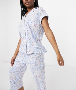 Пижама с брюками капри и рубашкой лацканами цветочным принтом Lauren by Ralph Lauren-Многоцветный