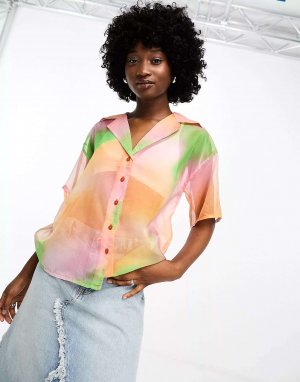 Прозрачная рубашка с принтом Bolongaro Trevor разноцветного цвета
