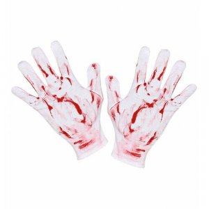 Перчатки карнавальные кровавые WIDMANN. Цвет: белый/красный/белый-красный