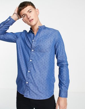 Сине-голубая джинсовая рубашка с принтом Burton-Голубой Burton Menswear