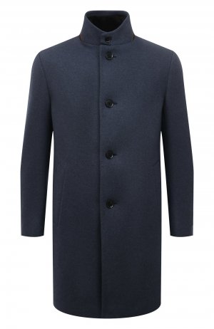 Кашемировое пальто с меховой подкладкой Ermenegildo Zegna. Цвет: синий