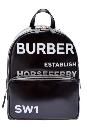 Рюкзак из габардина с полимерным напылением и принтом Horseferry BURBERRY. Цвет: черный