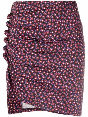 Мини-юбка с цветочным принтом Paco Rabanne. Цвет: черный