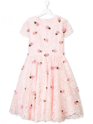 Платье с цветочной аппликацией Lesy. Цвет: розовый