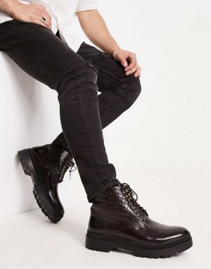 Бордовые ботинки на шнуровке Exclusive Amos H by Hudson