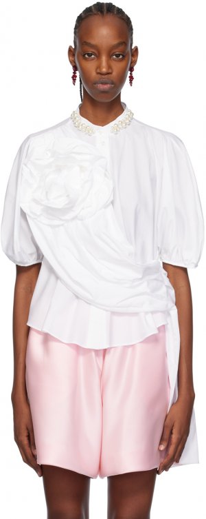 Белая блузка с поясом Simone Rocha