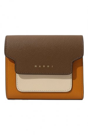 Кожаное портмоне Marni. Цвет: коричневый