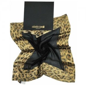 Черный платок с леопардовой каймой 844293 Roberto Cavalli. Цвет: черный