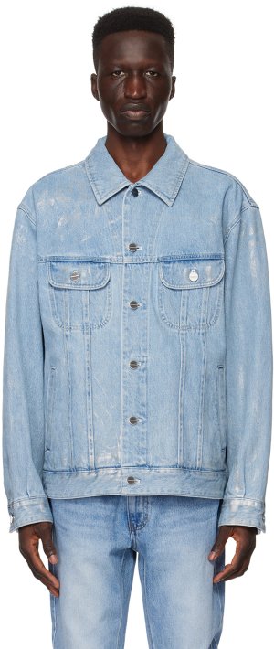 Синяя джинсовая куртка с серебряной пленкой Wooyoungmi