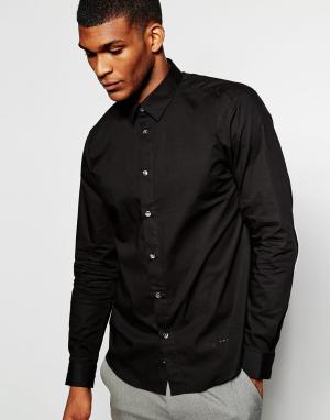 Облегающая строгая рубашка из эластичного хлопка Wincer & Plant. Цвет: черный