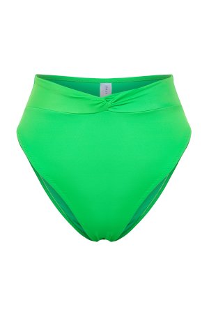 Зеленые плавки бикини с завышенной талией и узлом , зеленый Trendyol