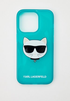 Чехол для iPhone Karl Lagerfeld 14 Pro, силиконовый. Цвет: бирюзовый