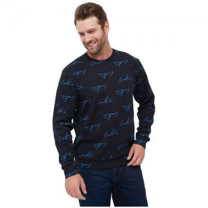 Джемпер, свитшот, свитер мужской, трикотажный, хлопковый с принтом. Цвет: синий. Размер 50. Gepard. Цвет: синий