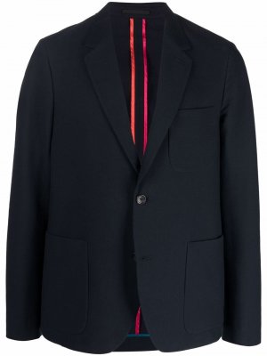 Single-breasted cotton-blend blazer PS Paul Smith. Цвет: синий
