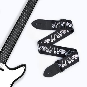 Ремень для гитары, черный, инструменты, длина 60-117 см, ширина 5 см Music Life. Цвет: белый, черный