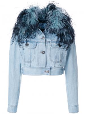 Укороченная куртка с отделкой Prada. Цвет: синий