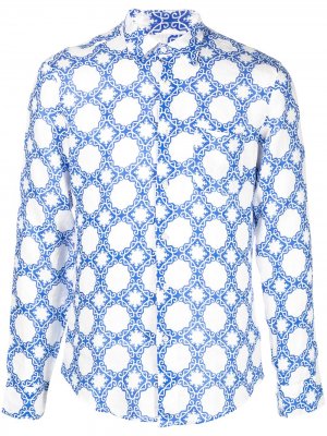 Рубашка с узором и асимметричным подолом PENINSULA SWIMWEAR. Цвет: белый