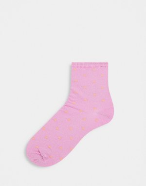 Сиреневые носки в желтый горошек с блестками -Фиолетовый цвет Pieces