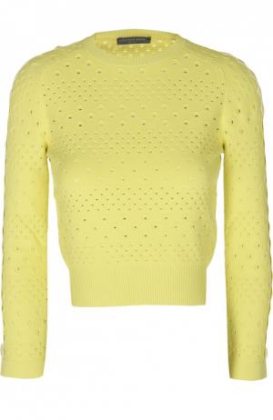Укороченный пуловер с перфорацией Alexander McQueen. Цвет: желтый