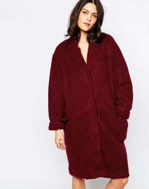 Шерстяное пальто с начесом Free People. Цвет: red velvet