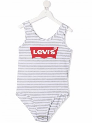 Levis Kids боди в полоску с логотипом Levi's. Цвет: серый