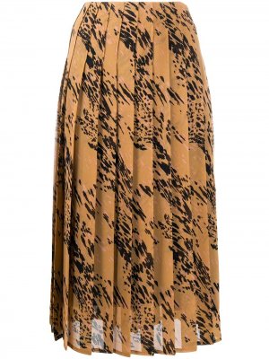Плиссированная юбка миди Calvin Klein. Цвет: коричневый