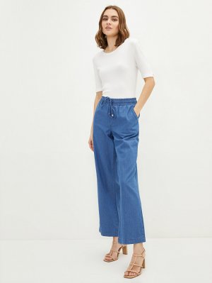 Женские джинсовые брюки с широкими штанинами и эластичной резинкой на талии карманом LC Waikiki Basic