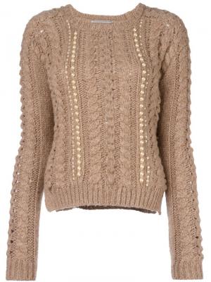 Декорированный пуловер Ermanno Scervino. Цвет: коричневый