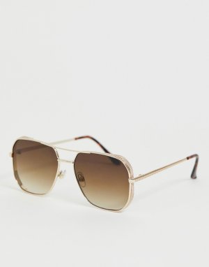 Золотистые солнцезащитные очки-авиаторы в стиле ретро -Золотой River Island