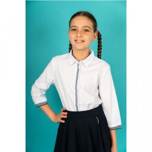 Школьная блуза, размер 146, белый Россия. Цвет: белый