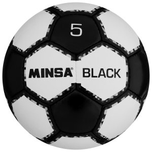 Мяч футбольный minsa black, pu, ручная сшивка, размер 5. Цвет: черный, белый
